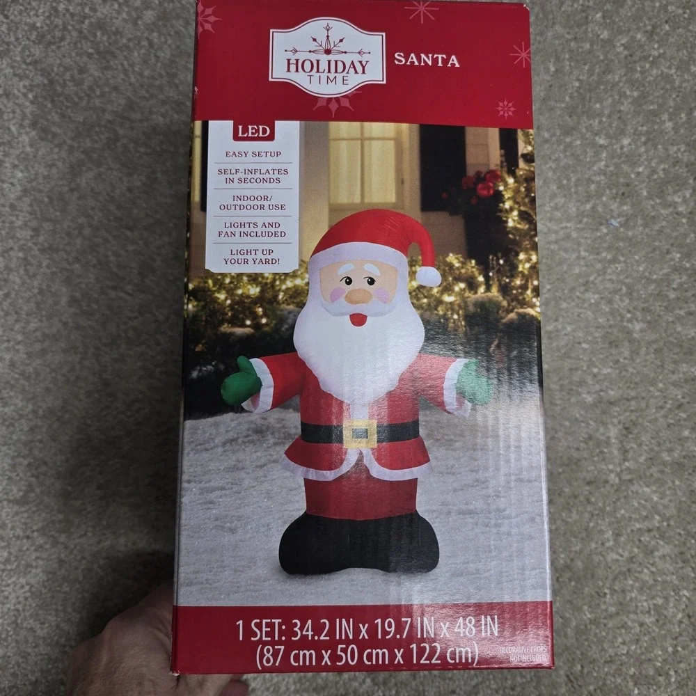 Holiday Time Santa Yard Inflatable Airblown Light Up 4 Ft Christmas Classic‎ NEW